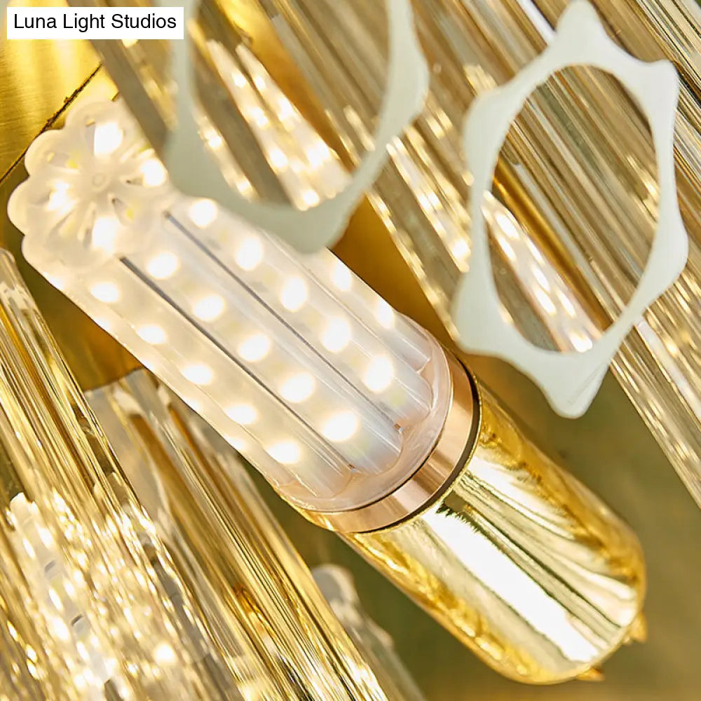 Lámpara de techo colgante tubular gris moderna: lámpara de techo de cristal prismático de 12 luces