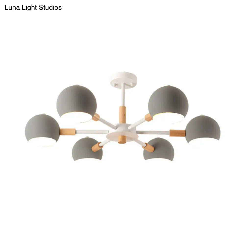 Lámpara de techo colgante moderna gris/blanca con forma de bola - Metal, 3/6/8 cabezas - Lámpara de techo para sala de estar