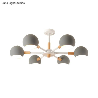 Lámpara de techo colgante moderna gris/blanca con forma de bola - Metal, 3/6/8 cabezas - Lámpara de techo para sala de estar