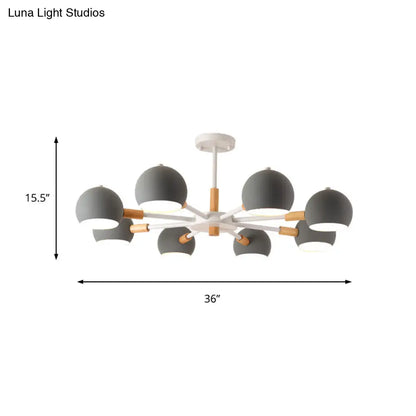 Lámpara de techo colgante moderna gris/blanca con forma de bola - Metal, 3/6/8 cabezas - Lámpara de techo para sala de estar