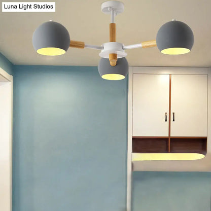 Lámpara de techo colgante moderna gris/blanca con forma de bola - Metal, 3/6/8 cabezas - Lámpara de techo para sala de estar