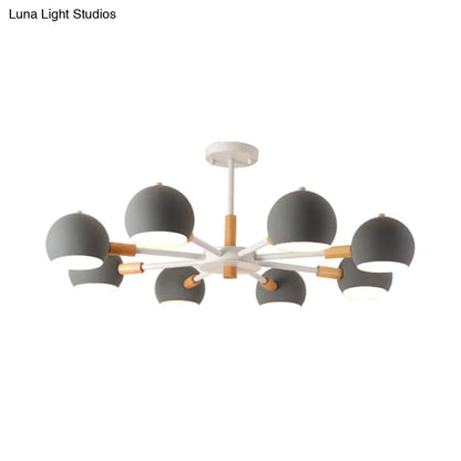 Lámpara de techo colgante moderna gris/blanca con forma de bola - Metal, 3/6/8 cabezas - Lámpara de techo para sala de estar