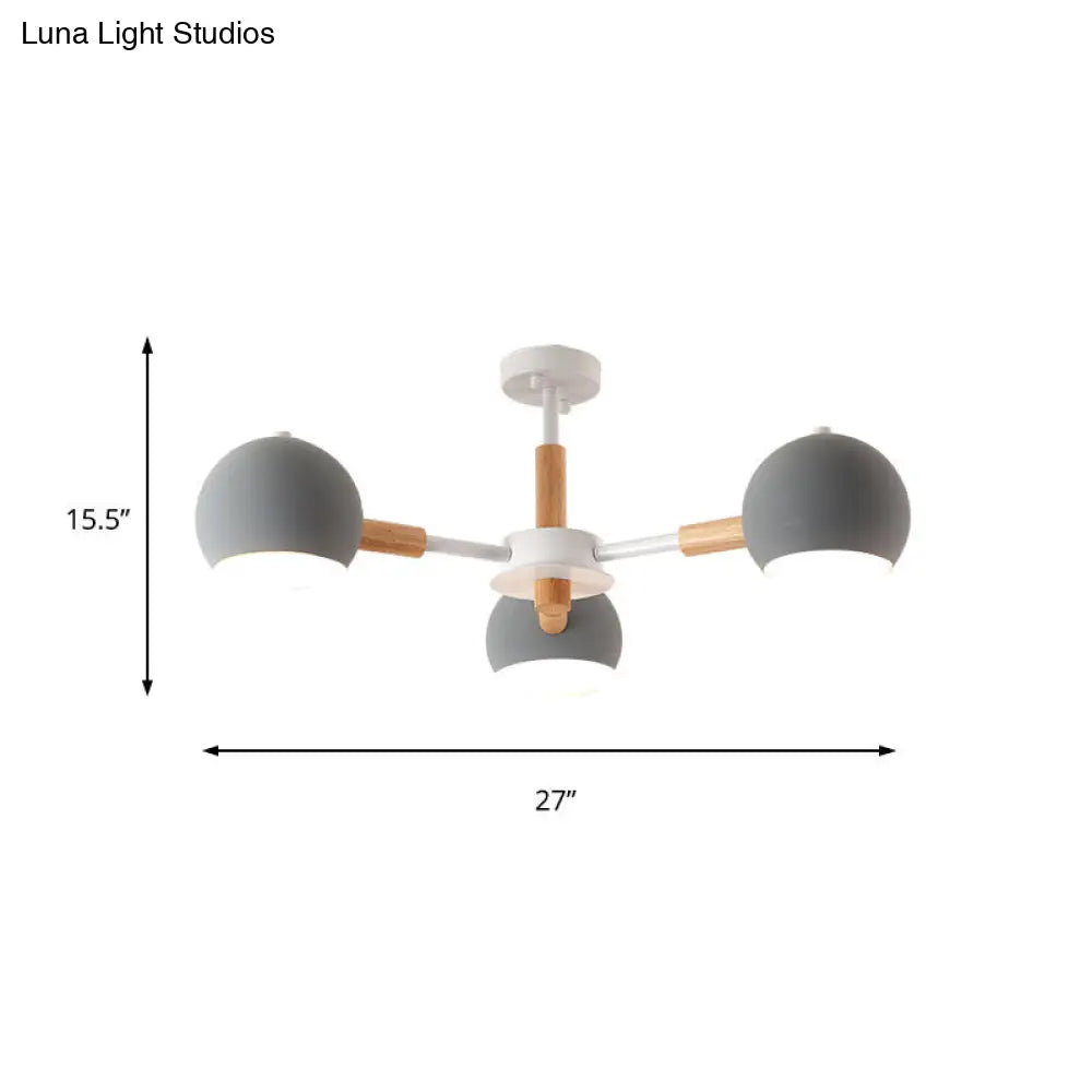 Lámpara de techo colgante moderna gris/blanca con forma de bola - Metal, 3/6/8 cabezas - Lámpara de techo para sala de estar