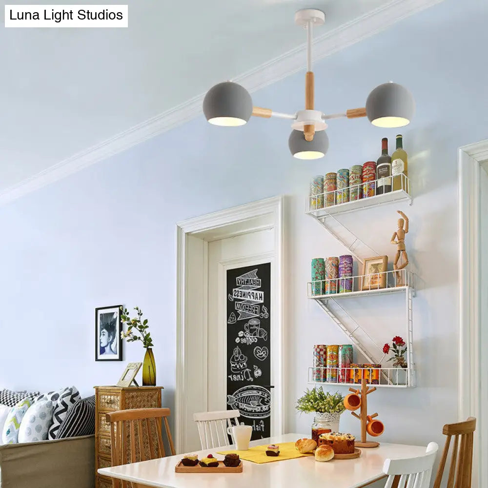 Lámpara de techo colgante moderna gris/blanca con forma de bola - Metal, 3/6/8 cabezas - Lámpara de techo para sala de estar