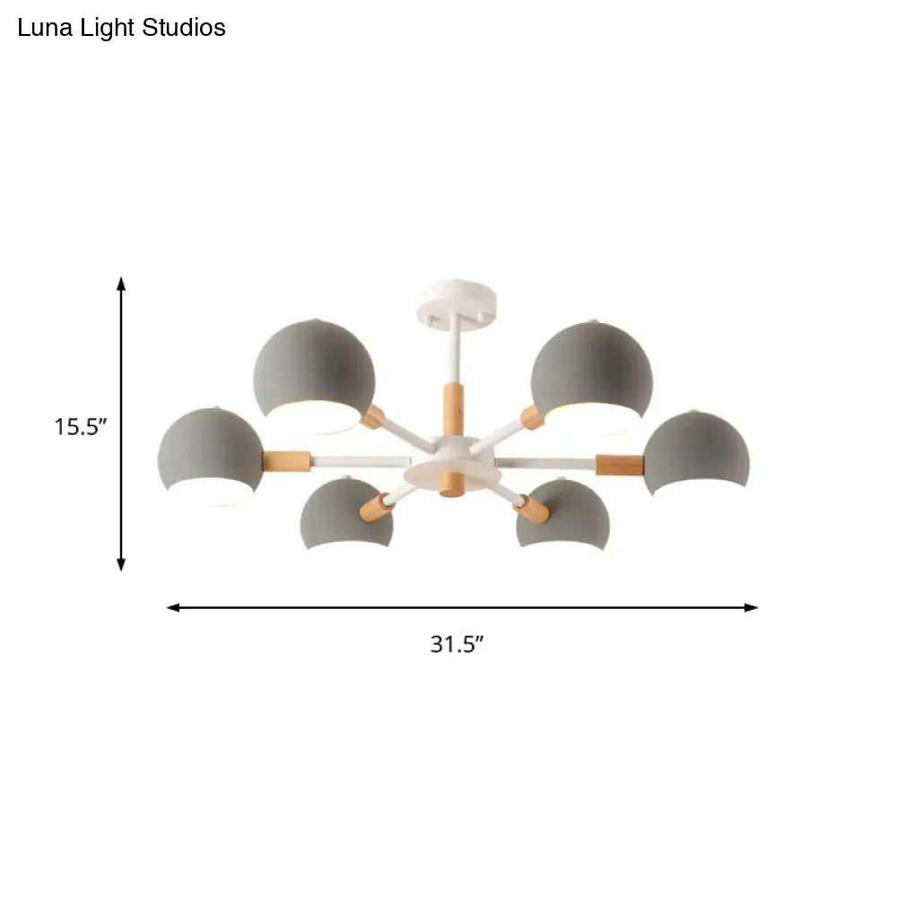 Lámpara de techo colgante moderna gris/blanca con forma de bola - Metal, 3/6/8 cabezas - Lámpara de techo para sala de estar