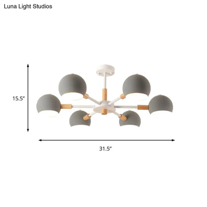 Lámpara de techo colgante moderna gris/blanca con forma de bola - Metal, 3/6/8 cabezas - Lámpara de techo para sala de estar