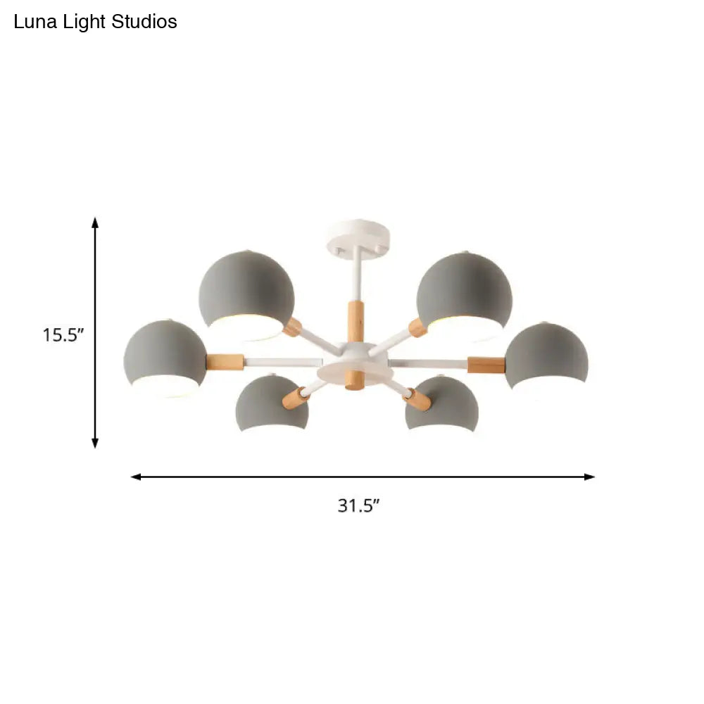 Lámpara de techo colgante moderna gris/blanca con forma de bola - Metal, 3/6/8 cabezas - Lámpara de techo para sala de estar