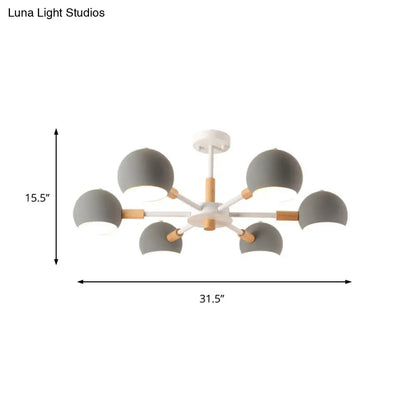 Lámpara de techo colgante moderna gris/blanca con forma de bola - Metal, 3/6/8 cabezas - Lámpara de techo para sala de estar