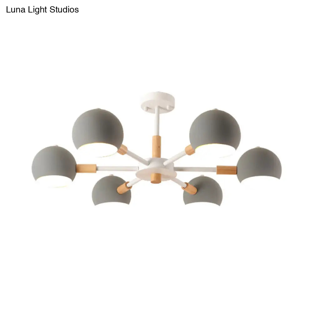 Lámpara de techo colgante moderna gris/blanca con forma de bola - Metal, 3/6/8 cabezas - Lámpara de techo para sala de estar