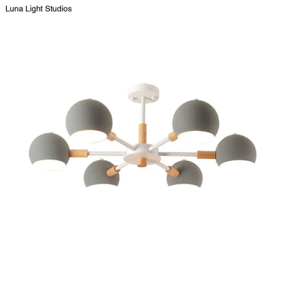 Lámpara de techo colgante moderna gris/blanca con forma de bola - Metal, 3/6/8 cabezas - Lámpara de techo para sala de estar