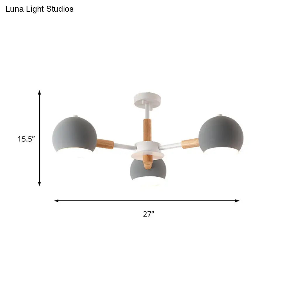 Lámpara de techo colgante moderna gris/blanca con forma de bola - Metal, 3/6/8 cabezas - Lámpara de techo para sala de estar