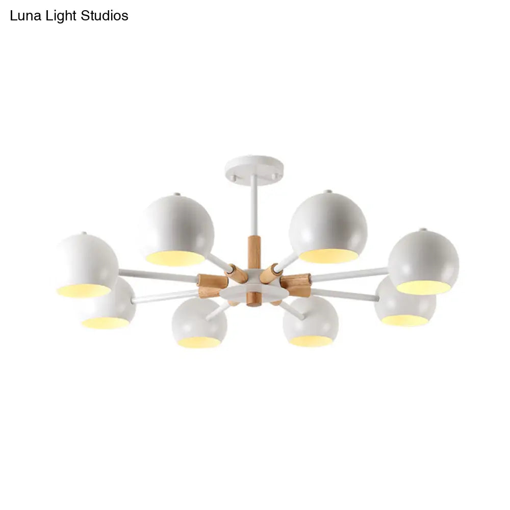 Lámpara de techo colgante moderna gris/blanca con forma de bola - Metal, 3/6/8 cabezas - Lámpara de techo para sala de estar