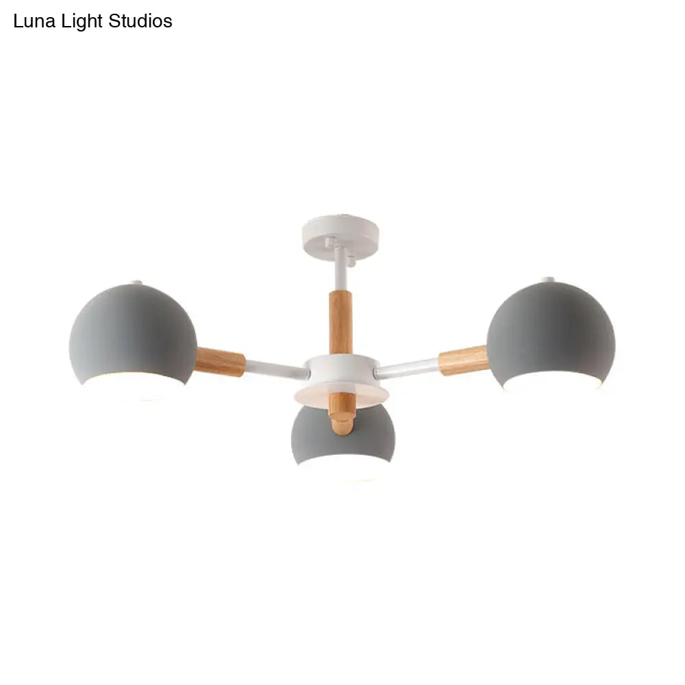 Lámpara de techo colgante moderna gris/blanca con forma de bola - Metal, 3/6/8 cabezas - Lámpara de techo para sala de estar