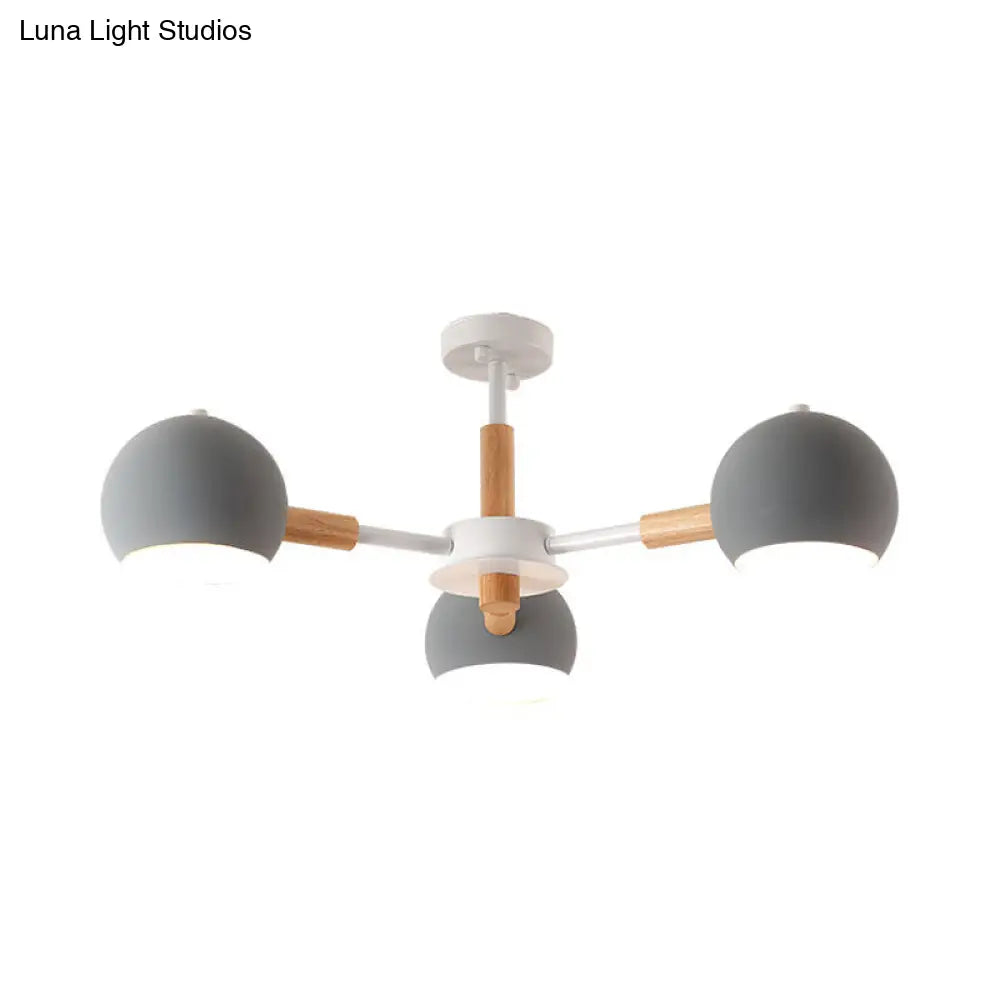 Lámpara de techo colgante moderna gris/blanca con forma de bola - Metal, 3/6/8 cabezas - Lámpara de techo para sala de estar