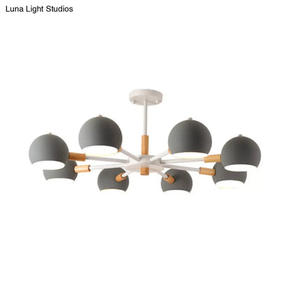 Lámpara de techo colgante moderna gris/blanca con forma de bola - Metal, 3/6/8 cabezas - Lámpara de techo para sala de estar