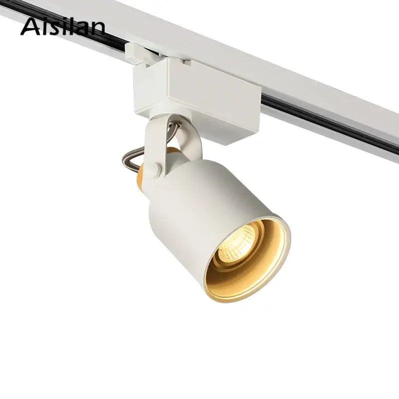 Modern gu10 7w led white track light with matte finish and gold interior reflector for living room art display