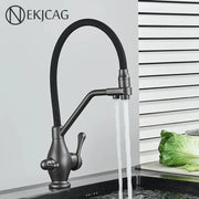 Black matte gun gray kitchen faucet by ekjcag with flexible gooseneck spout and dual handles for decorbites gun gray decor
