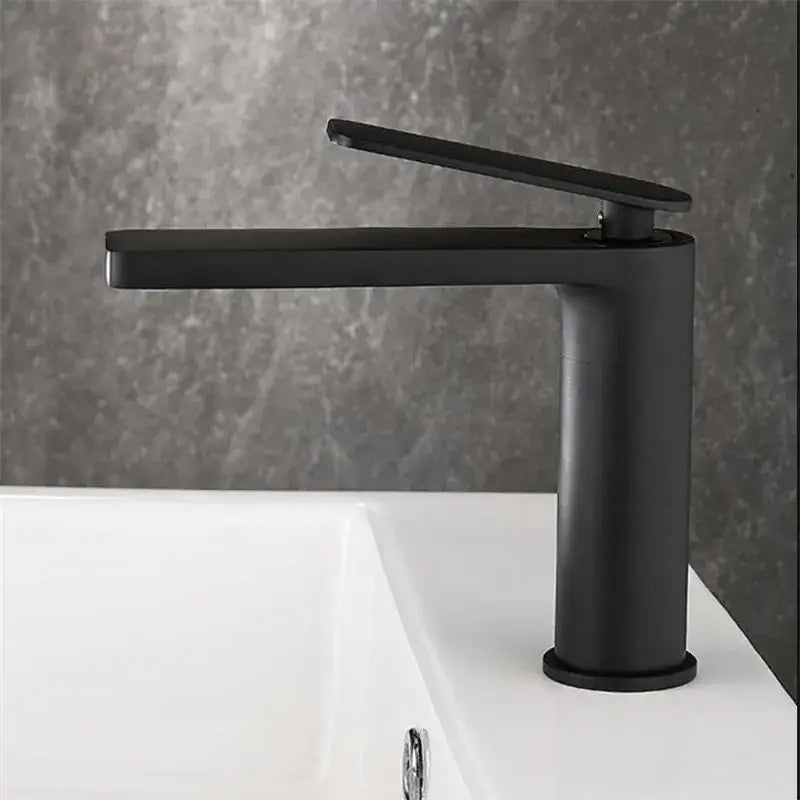 Modern gun gray basin faucet with sleek matte black finish and flat spout for bathroom sink by decorbites gun gray