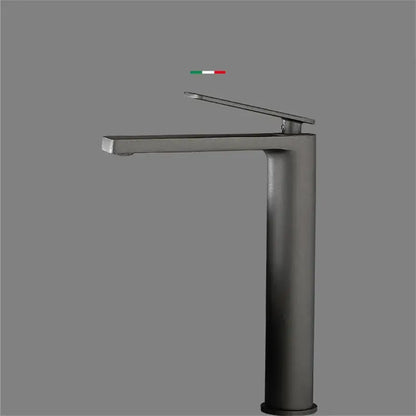 Modern gun gray basin faucet with matte finish and sleek minimalist design for bathroom sink by decorbites gun gray