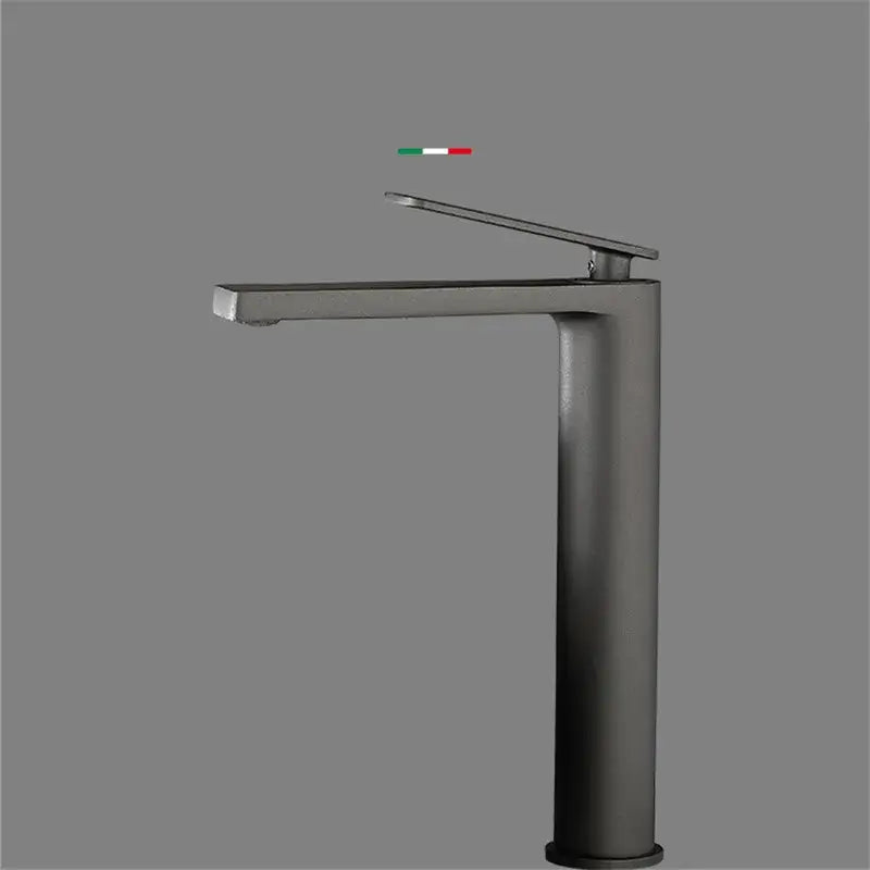 Modern gun gray basin faucet with matte finish and sleek minimalist design for bathroom sink by decorbites gun gray