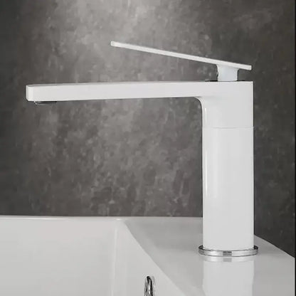 Modern gun gray basin faucet with sleek white ceramic body and chrome accents for bathroom sink by decorbites gun gray