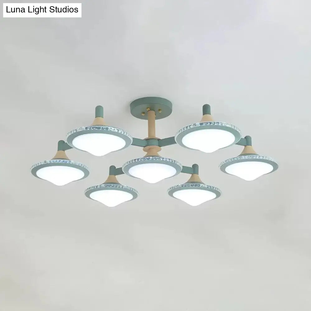 DecorBites™ DecorBites™ Modern Gyro Flush Mount Ceiling Light with 7 Wood Undertint Lights for Living Room