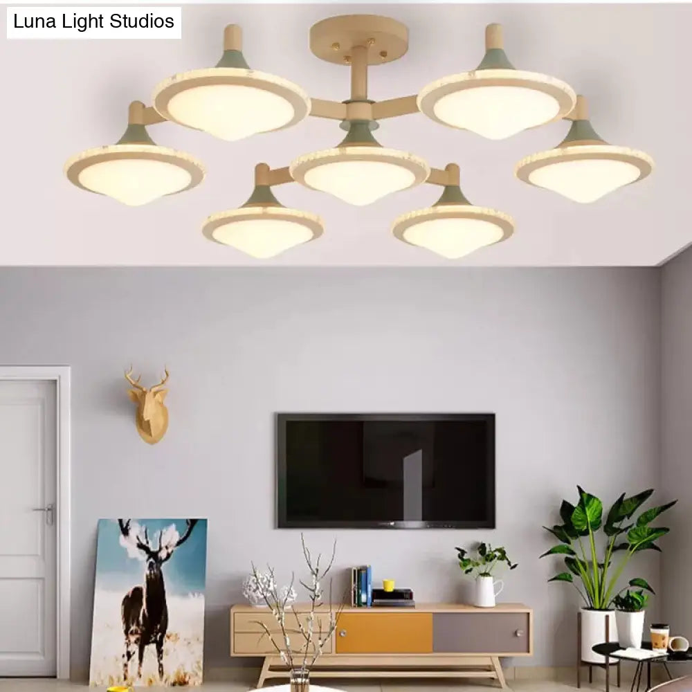 DecorBites™ DecorBites™ Modern Gyro Flush Mount Ceiling Light with 7 Wood Undertint Lights for Living Room