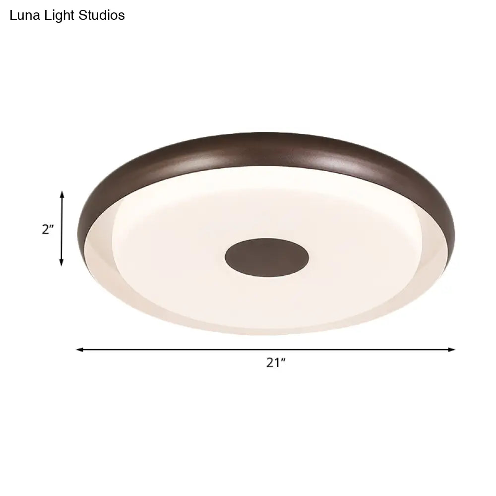 DecorBites™ DecorBites™ Modern Halo Flush Mount Light Iron LED Bedroom Flushmount Lighting in Coffee (18"/21" Width)