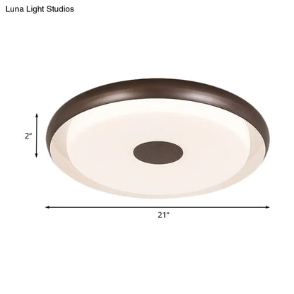 DecorBites™ DecorBites™ Modern Halo Flush Mount Light Iron LED Bedroom Flushmount Lighting in Coffee (18"/21" Width)