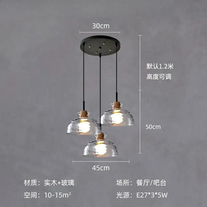 Modern hammered clear glass pendant lamp with three clear glass shades and dark metal mount for kitchen decorbites clear glass