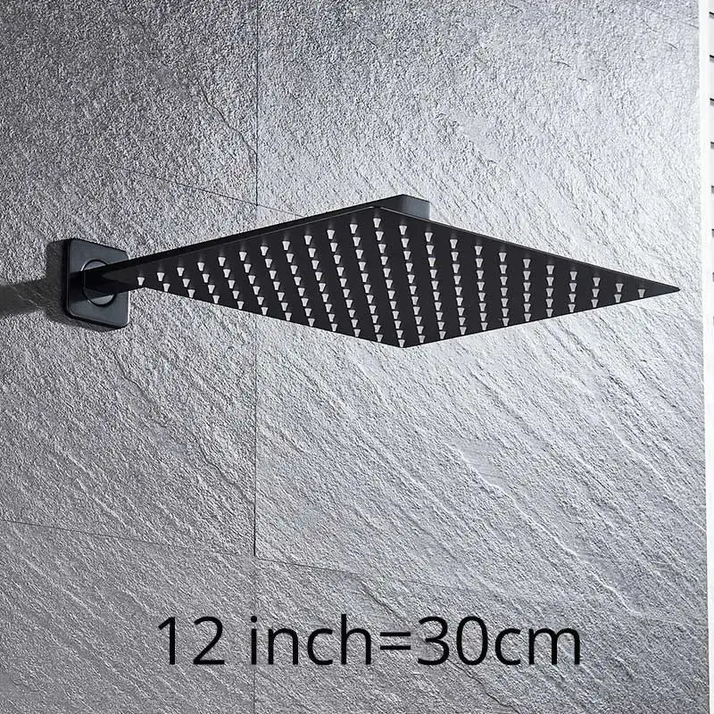 Modern hammered black matte wall mounted square shower head with sleek triangular spray nozzles bathroom accessory