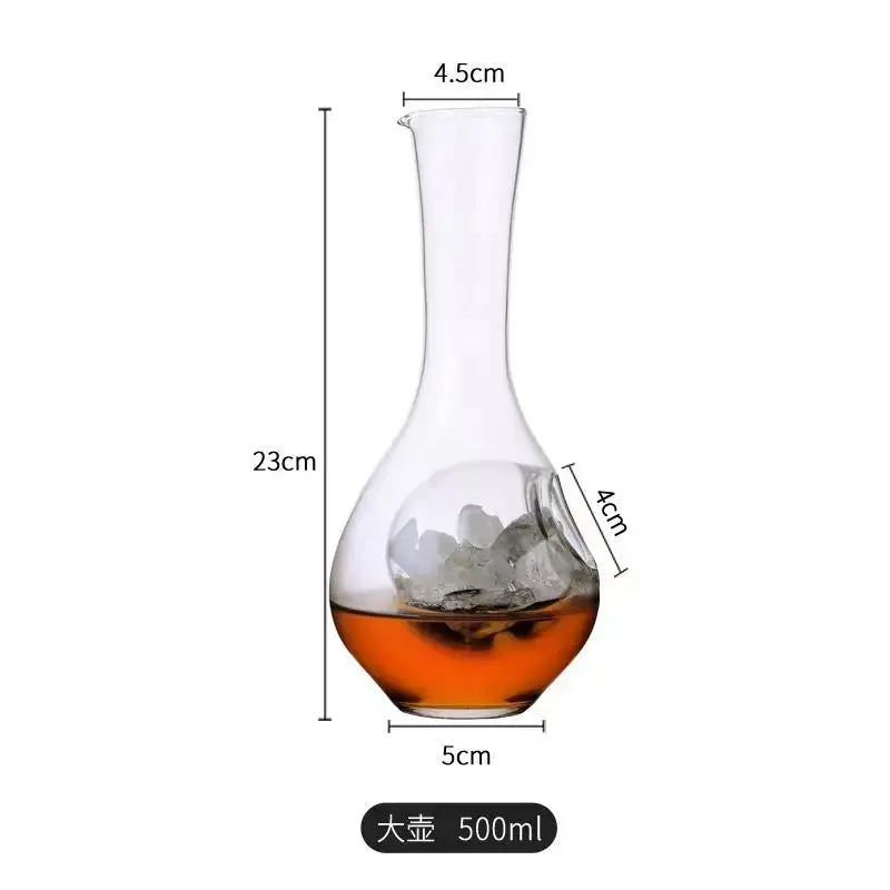 Modern hamster nest crystal glass wine decanter set with amber liquid and ice cubes for elegant glass wine decorbites crystal glass use
