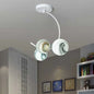 Modern Hand Blown Glass Ball Ceiling Lamp - Semi Flush Mount Lighting (3/5 Lights) in Black/White