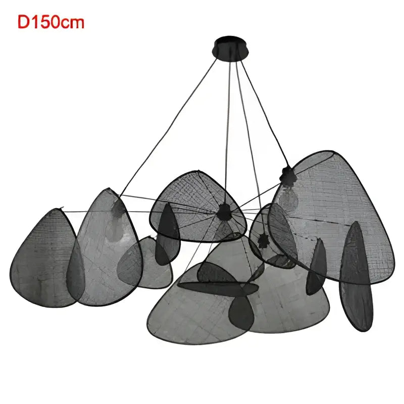 Modern hand made rattan pendant light black mesh pendant chandelier with 150cm diameter for living room