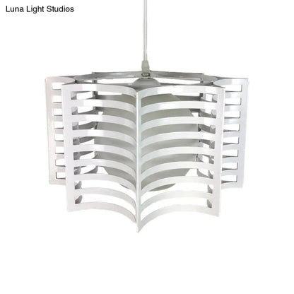 Modern Hanging Pendant Light with Opal Glass Shade - Black/White Finish