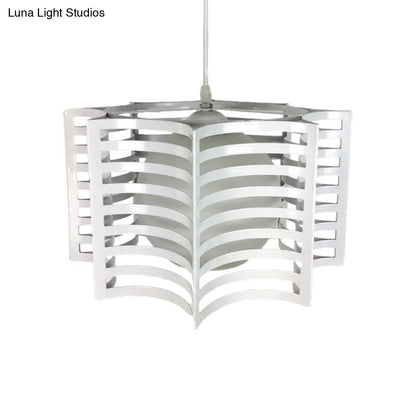 Modern Hanging Pendant Light with Opal Glass Shade - Black/White Finish