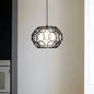 Modern Hanging Pendant Light with Opal Glass Shade - Black/White Finish