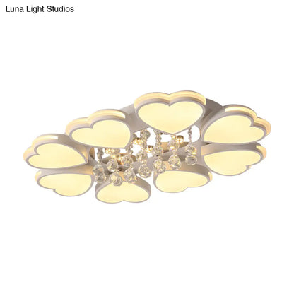 DecorBites™ DecorBites™ Modern Heart Shape Ceiling Light: Acrylic & Crystal Drop, 8-Head LED Flush Mount (Warm/White)