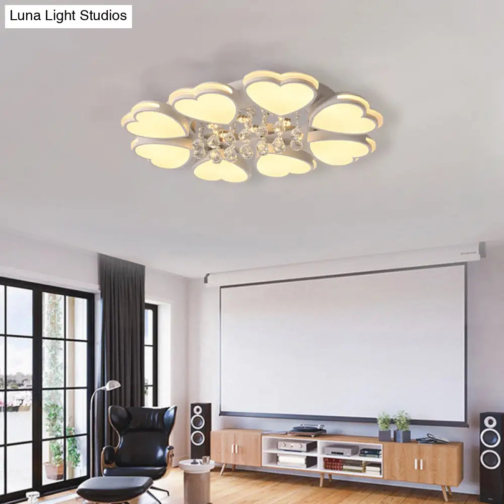 DecorBites™ DecorBites™ Modern Heart Shape Ceiling Light: Acrylic & Crystal Drop, 8-Head LED Flush Mount (Warm/White)