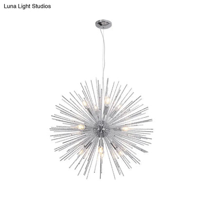 Modern Hedgehog Chandelier with Carved Metal Design for Living Room - Stylish Hanging Light Fixture