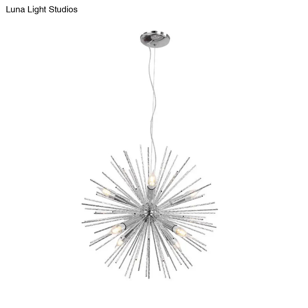 Modern Hedgehog Chandelier with Carved Metal Design for Living Room - Stylish Hanging Light Fixture