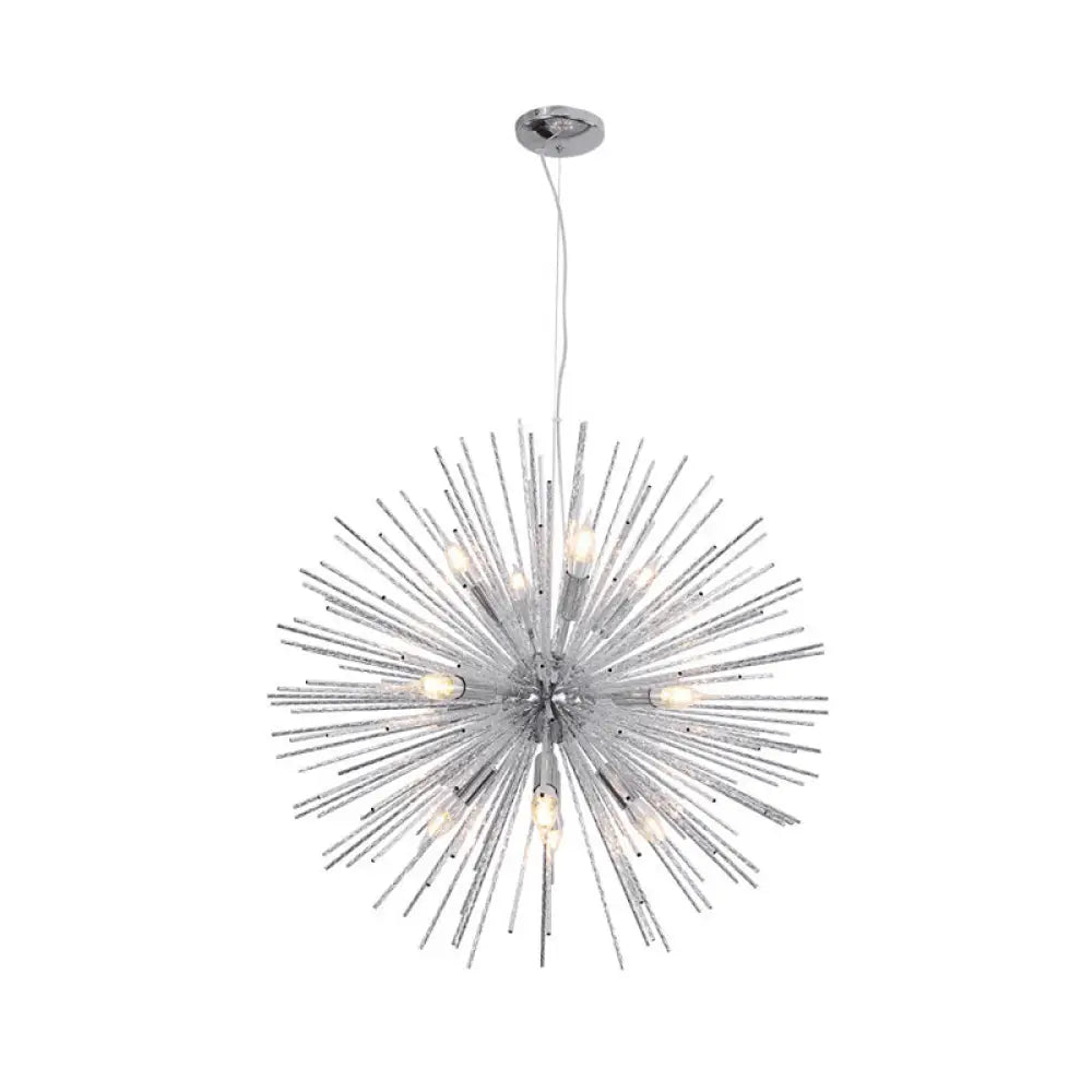 Modern Hedgehog Chandelier with Carved Metal Design for Living Room - Stylish Hanging Light Fixture