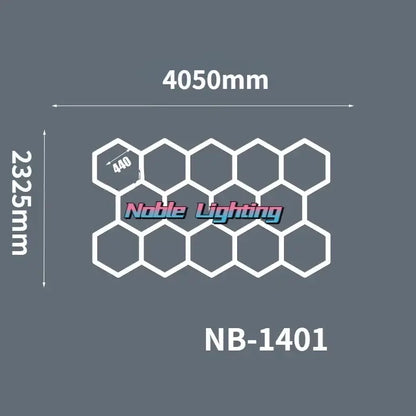 White hexagonal decorbites hexagon led ceiling light model nb-1401 by noble lighting for modern garage fixture