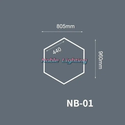 Modern hexagon led ceiling light decorbites fixture in white and gray with dimensions 805mm by 960mm by 440mm