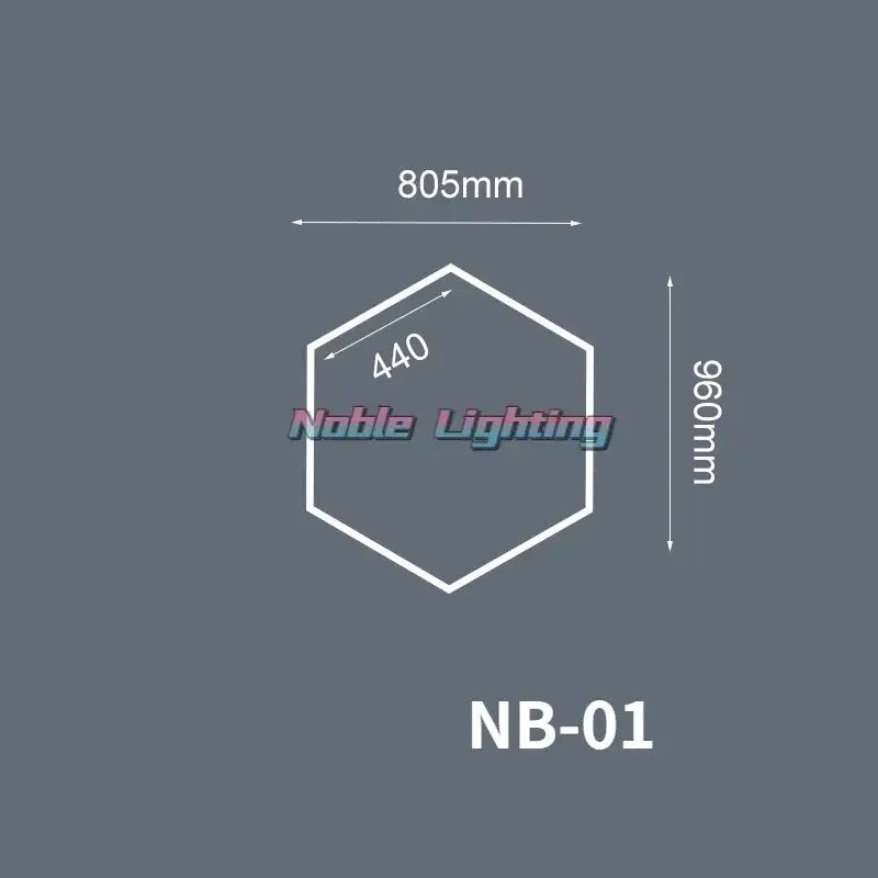Modern hexagon led ceiling light decorbites fixture in white and gray with dimensions 805mm by 960mm by 440mm