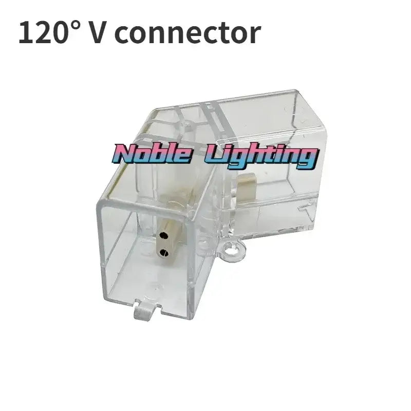Clear plastic 120° v connector with beige electrical parts for decorbites hexagon led ceiling light in white and gray design
