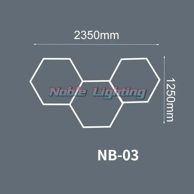 Modern hexagon led ceiling light white gray garage fixture model nb-03 by noble lighting with 2350mm width 1250mm height decorbites hexagon led