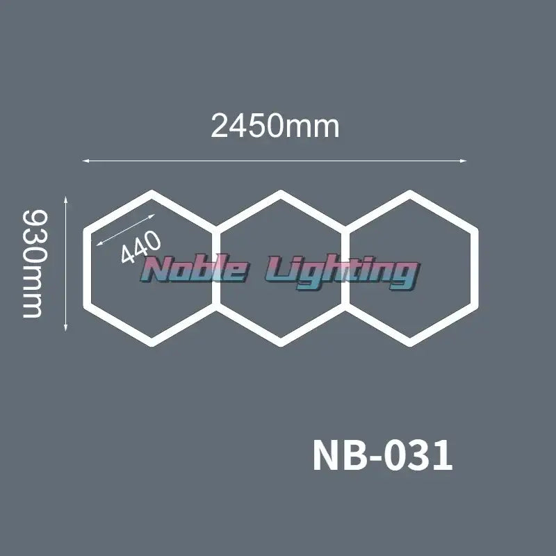 Noble lighting nb-031 decorbites hexagon led white and gray three-panel ceiling light for modern garage decor