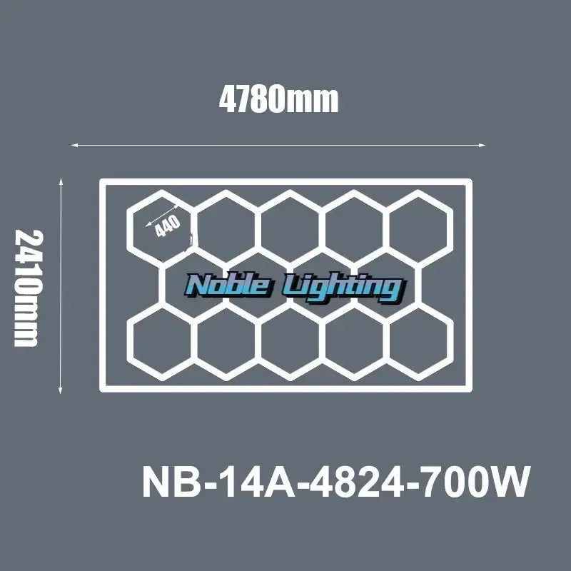 Noble lighting nb-14a-4824-700w led ceiling light with hexagonal grid design and white outline for garage decorbites hexagon led