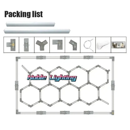 Silver hexagonal decorbites hexagon led ceiling light with interconnected panels and mounting hardware for garage use